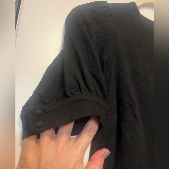 Boden Black Size 6 Sheath Pencil Dress Woven Texture Cotton Short Sleeve Fitted - Picture 2 of 3